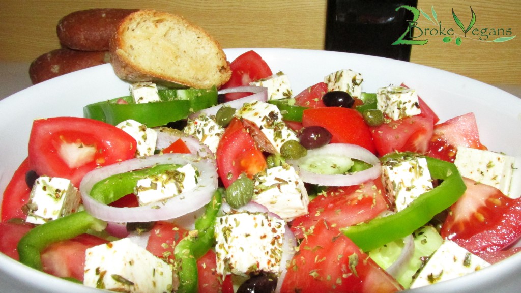 Greek Salad with vegan Feta cheese