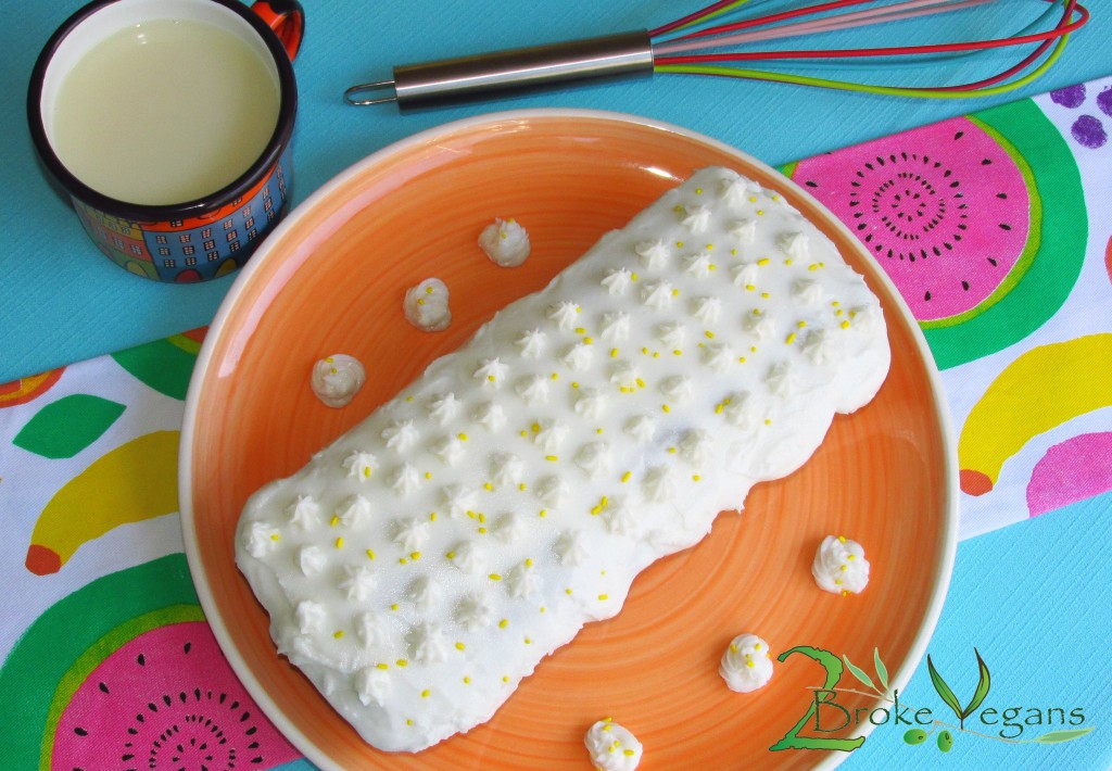 Gluten Free Vegan Chocolate Chip Banana Cake with Vanilla Vegan Butter Cream Frosting