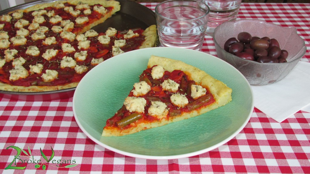 Green Beans and Vegan Feta Pizza