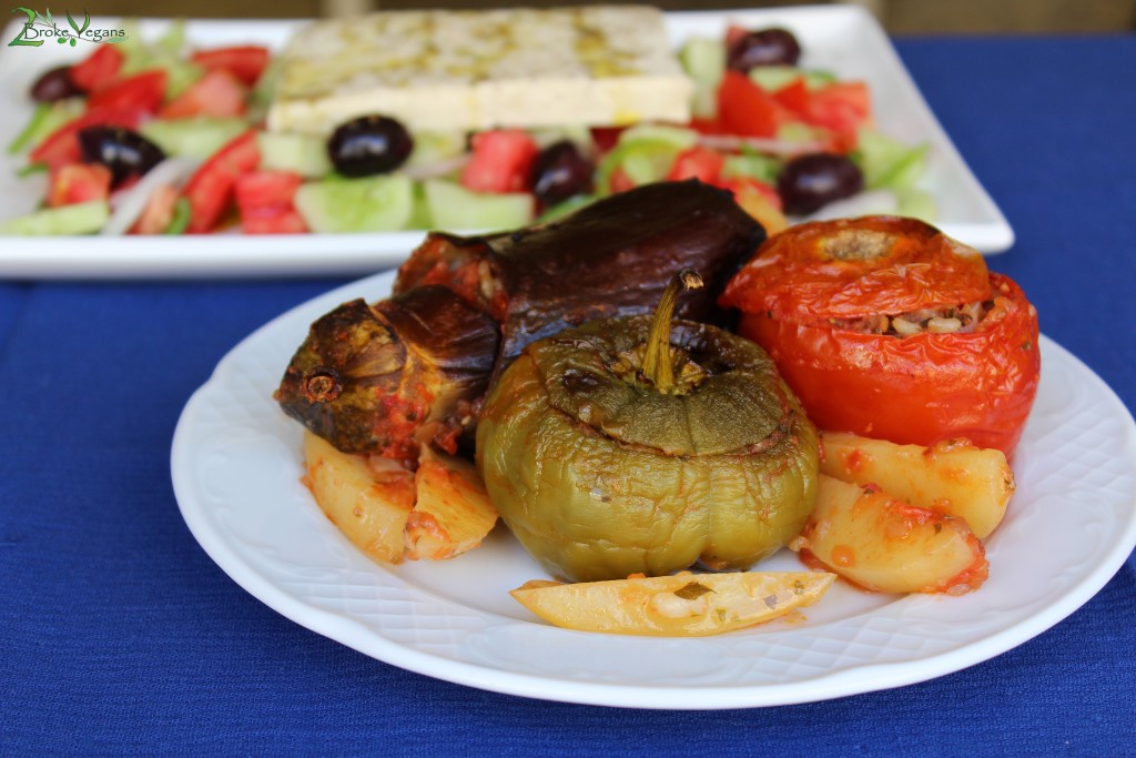 Yemista - Greek Rice Stuffed Vegetables (Peppers, Tomatoes, Eggplants, Zucchini, Potatoes)