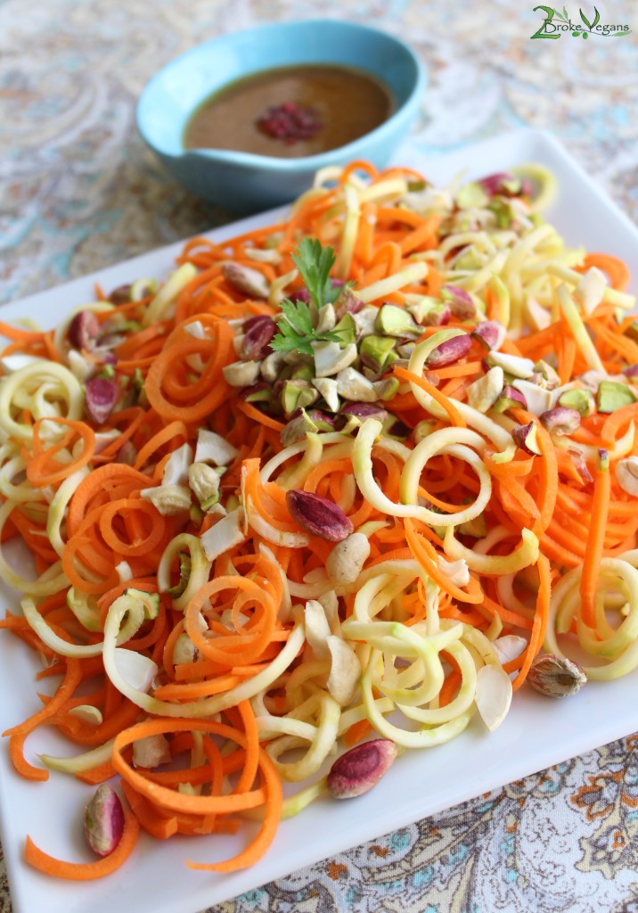Steamed Lemon Ginger Carrot and Zucchini Noodles